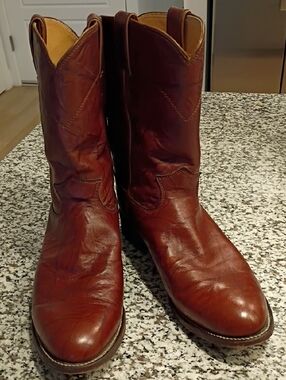 Men's Brown Leather Western Boots - Classic Cowboy Style